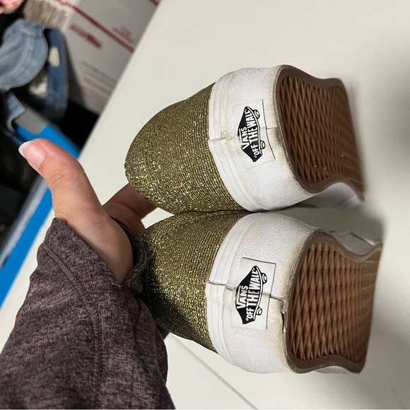 Vans Gold Glitter Sparkly Sneakers Shoes Women’s 8.5 - Picture 5 of 8